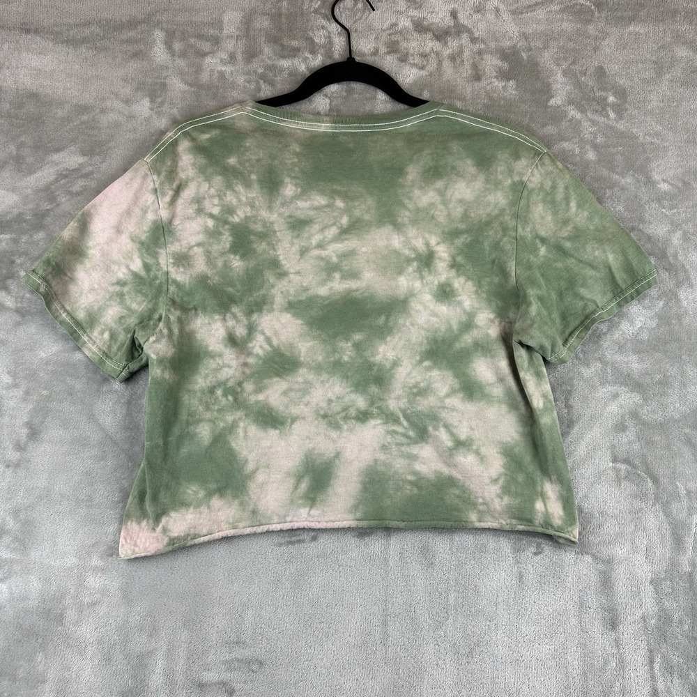Def Leppard Crop T-Shirt Women's S / M Green Tie-Dye Graphic Print Short Sleeve - Picture 5 of 5